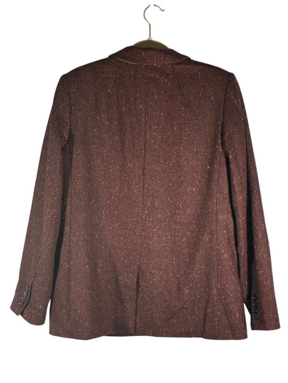 Banana Republic Burgundy Tweed Blazer Size 12 Wool Blend One-Button business pro - Picture 3 of 10